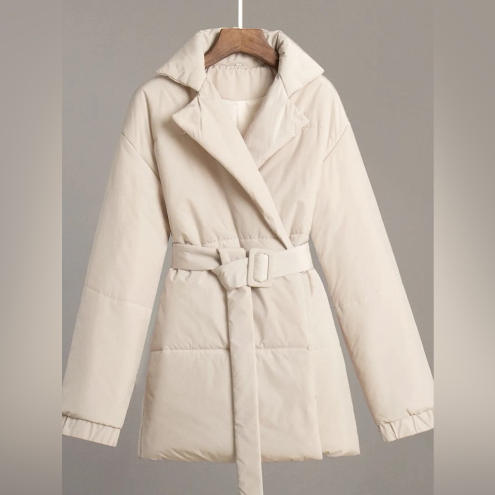 Classic Puffer Long Sleeve Winter Coat with Belt - Picture 12 of 12